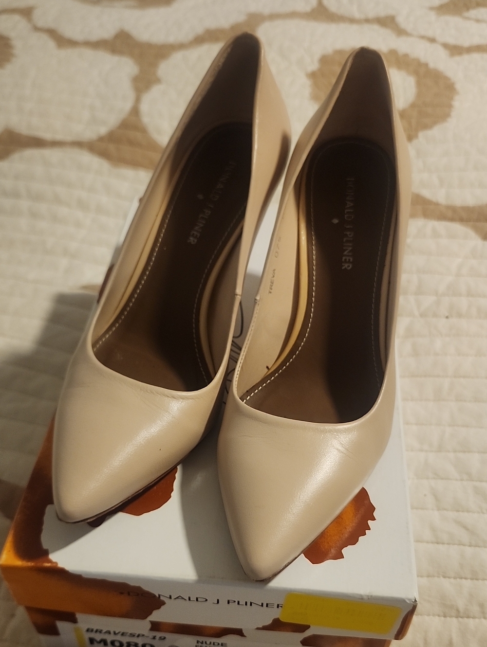 Donald J. Pliner Nude Pointed-Toe Leather Pumps